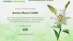 Benito Menni CASM reacredita el certificat d'Or de la Xarxa Catalana d'Hospitals sense Fum